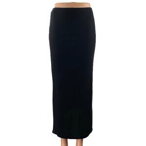 Princess Polly Women Black High Waisted Straight Pencil Midi Slip Skirt Size 4